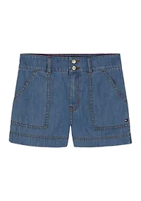Girls 7-16 Denim Patch Pocket Shorts