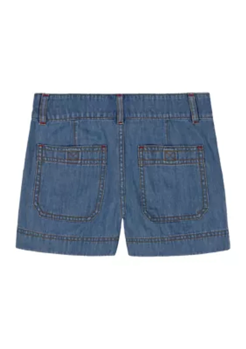 Girls 7-16 Denim Patch Pocket Shorts