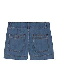 Girls 7-16 Denim Patch Pocket Shorts
