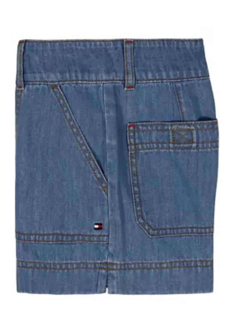 Girls 7-16 Denim Patch Pocket Shorts