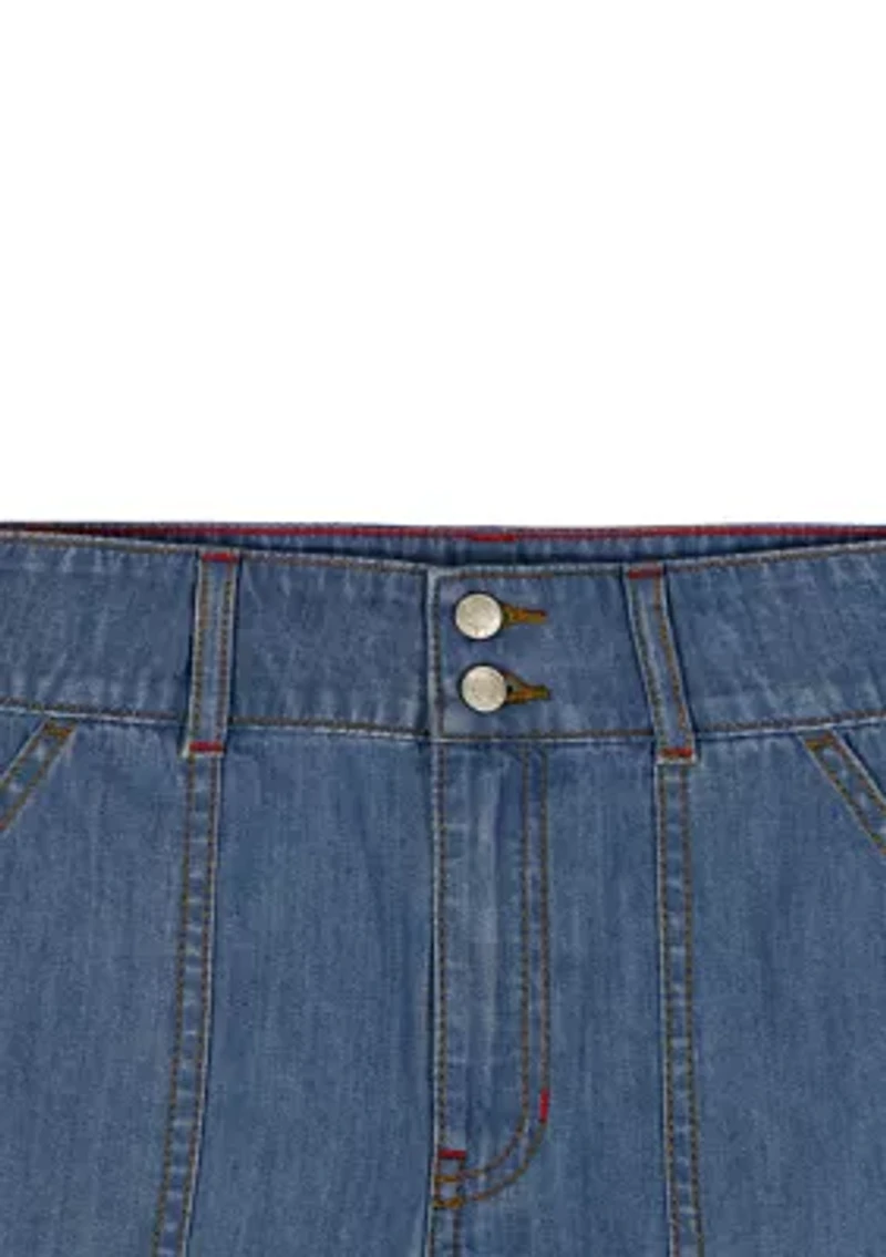 Girls 7-16 Denim Patch Pocket Shorts