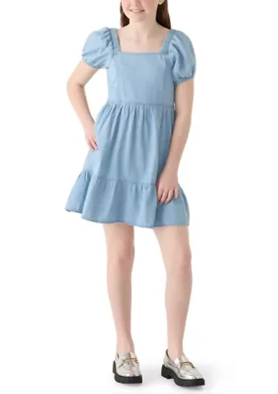 Denim Bubble Sleeve Dress