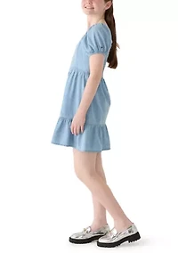 Denim Bubble Sleeve Dress