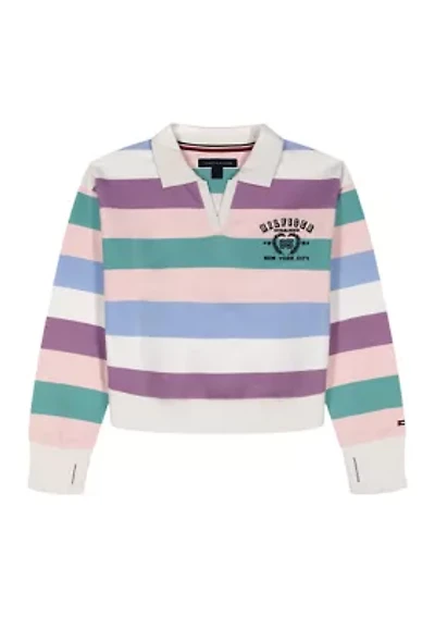 Girls 7-16 Multi Stripe Rugby Sweatshirt