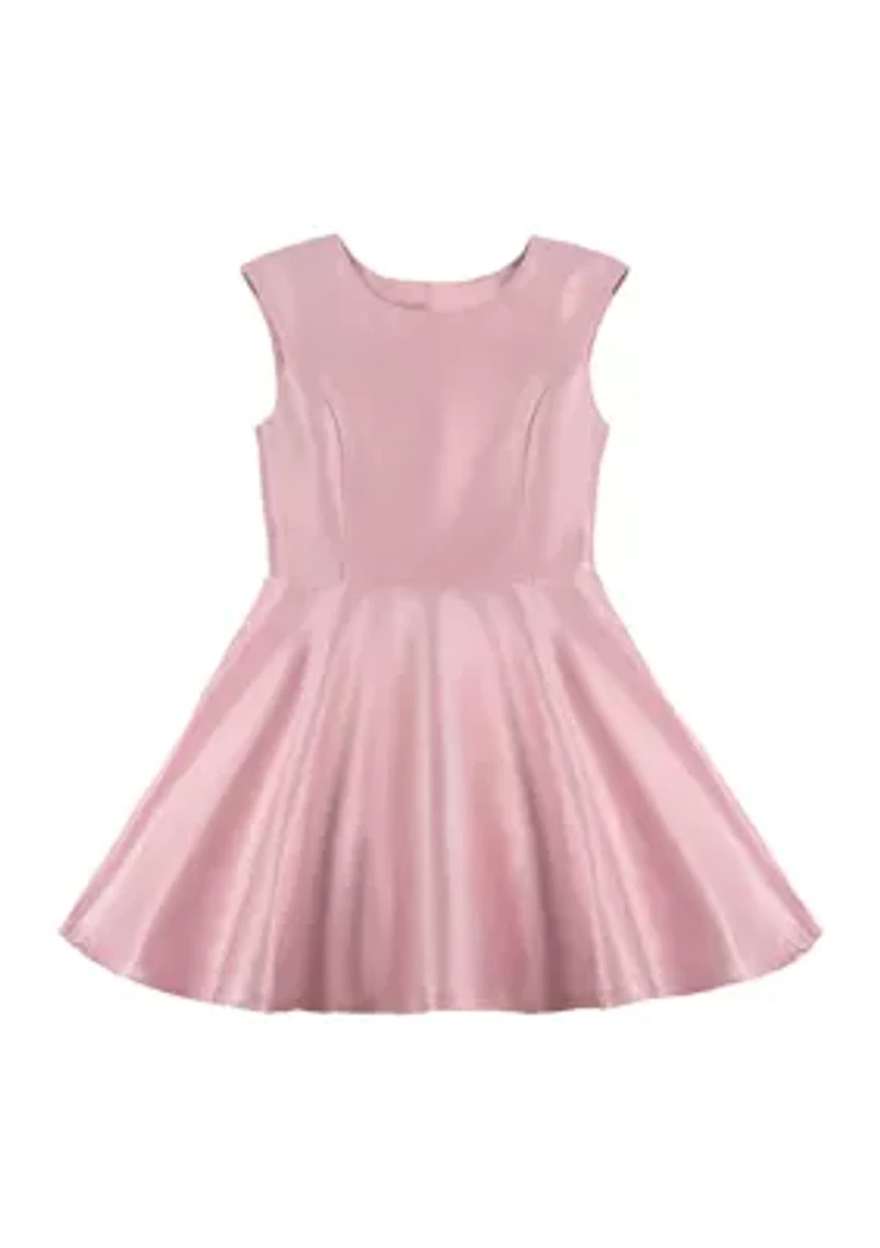 Girls 7-16 Pink and Silver Lurex Woven Dress