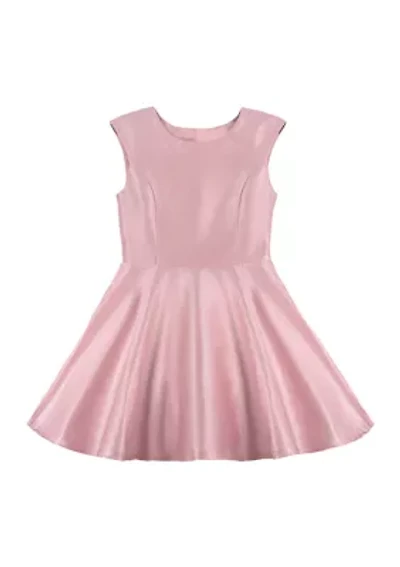 Girls 7-16 Pink and Silver Lurex Woven Dress
