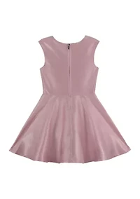 Girls 7-16 Pink and Silver Lurex Woven Dress