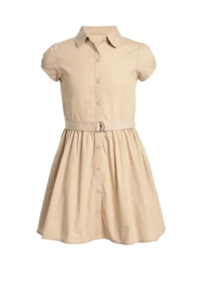 Girls 4-6x Short Sleeve Belted Shirt Dress
