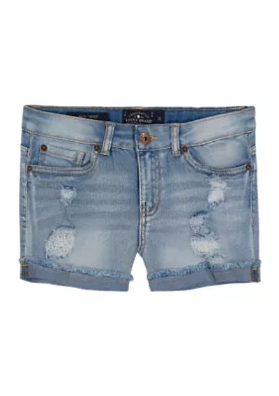 Girls 7-16 Distressed Cuffed Denim Shorts