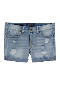 Girls 7-16 Distressed Cuffed Denim Shorts