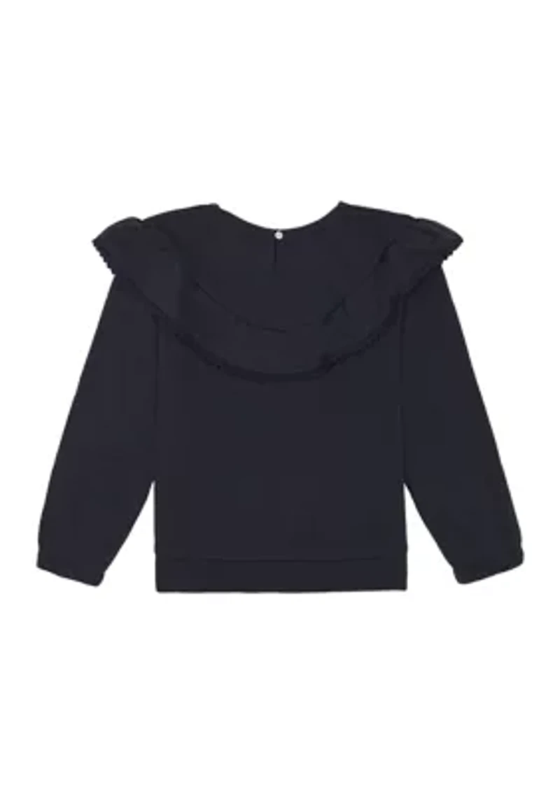 Girls 7-16 Ruffle Fleece Sweater