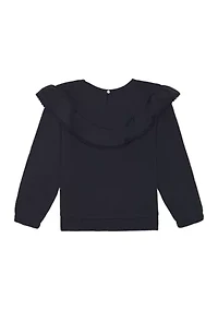 Girls 7-16 Ruffle Fleece Sweater