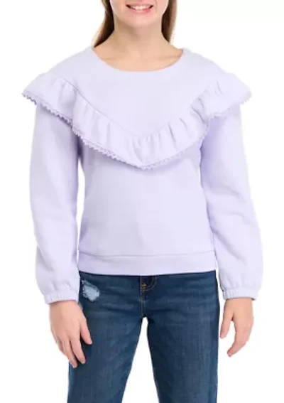 Girls 7-16 Ruffle Fleece Sweatshirt