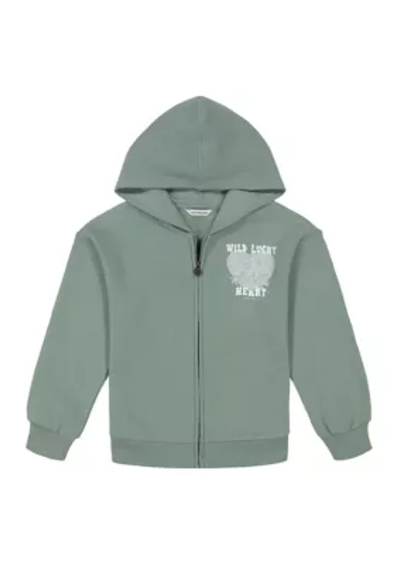 Girls 7-16 Wild Heart Graphic Full Zip Hoodie
