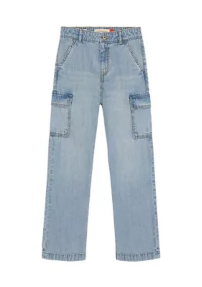Girls 7-16 Wide Leg Demin Cargo Jeans