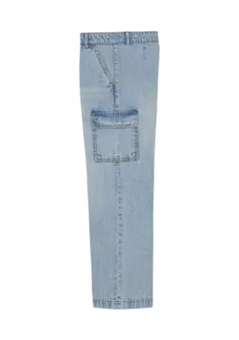 Girls 7-16 Wide Leg Demin Cargo Jeans