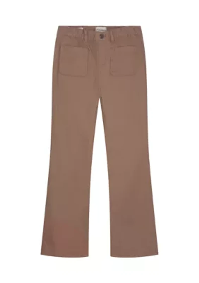 Girls 7-16 Patch Pocket Solid Flare Pants