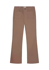 Girls 7-16 Patch Pocket Solid Flare Pants