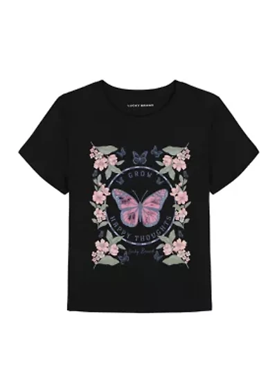 Girls 7-16 Short Sleeve Happy Thoughts T-Shirt