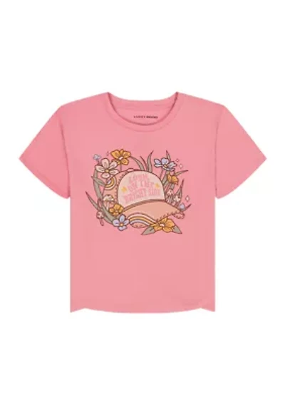 Girls 7-16 Short Sleeve Trucker Hat Graphic T-Shirt