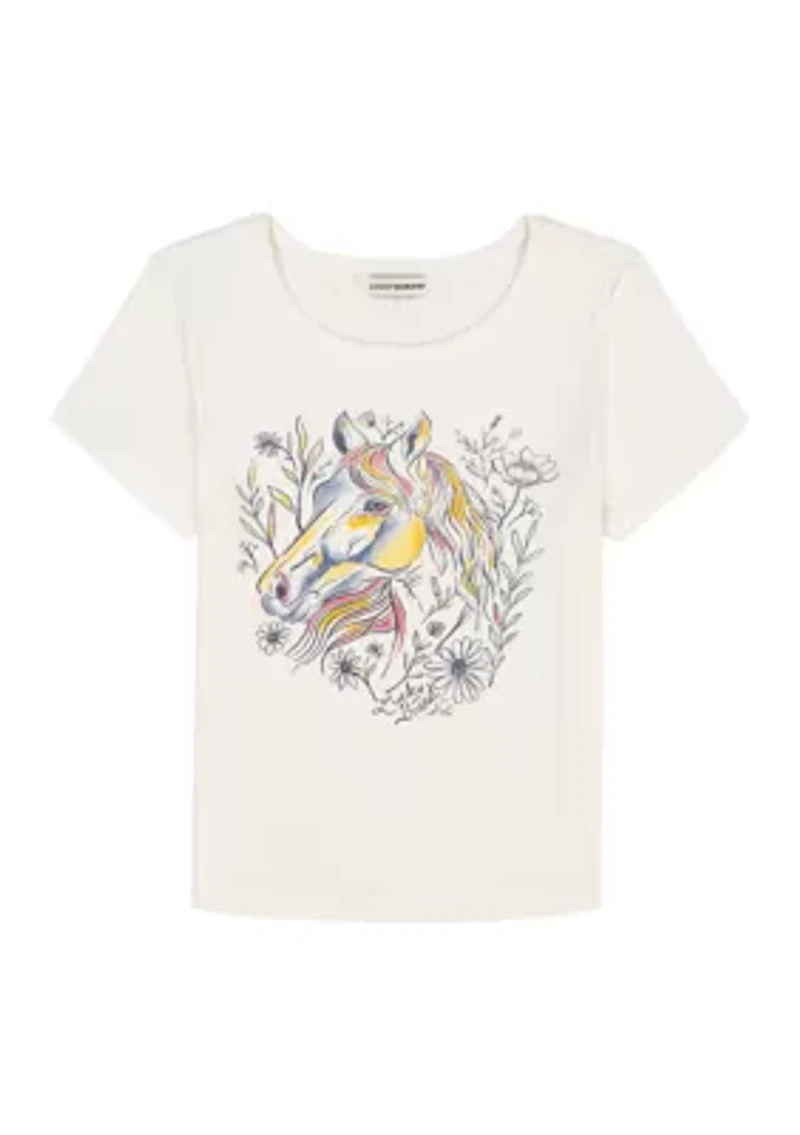 Girls 7-16 Short Sleeve Horse Baby Tee