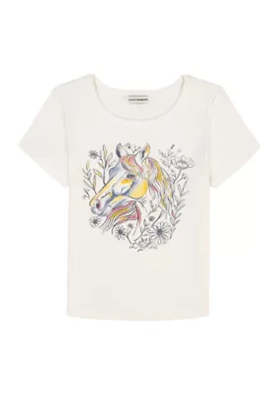 Girls 7-16 Short Sleeve Horse Baby Tee