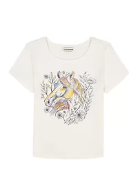 Girls 7-16 Short Sleeve Horse Baby Tee
