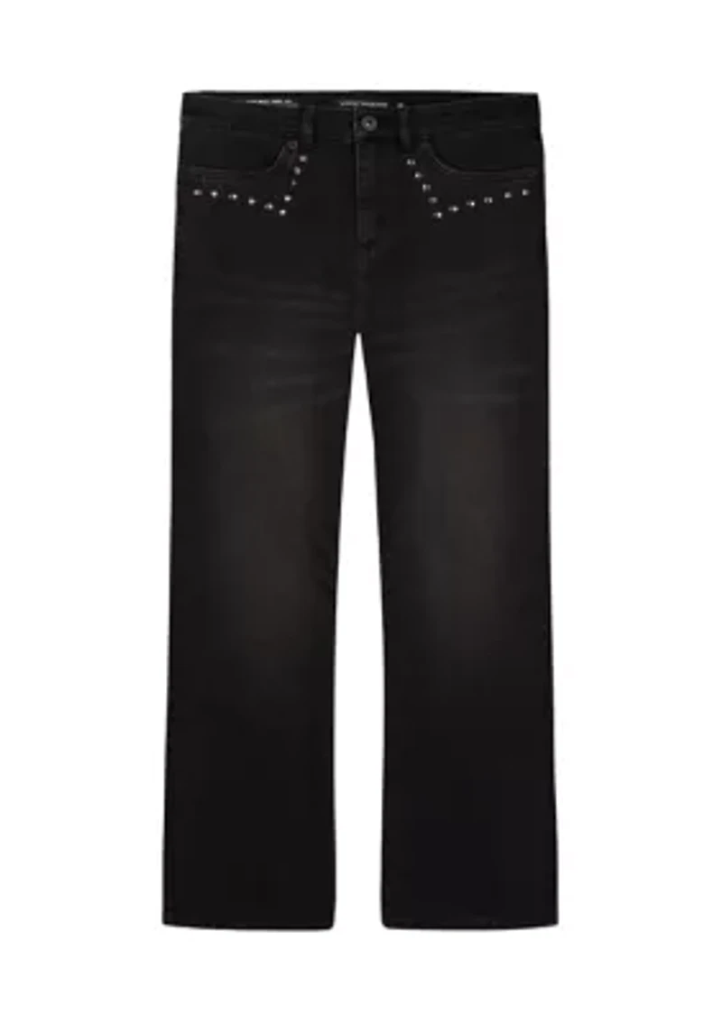 Girls 7-16 High Rise Flare Jeans with Studs