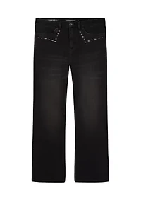 Girls 7-16 High Rise Flare Jeans with Studs