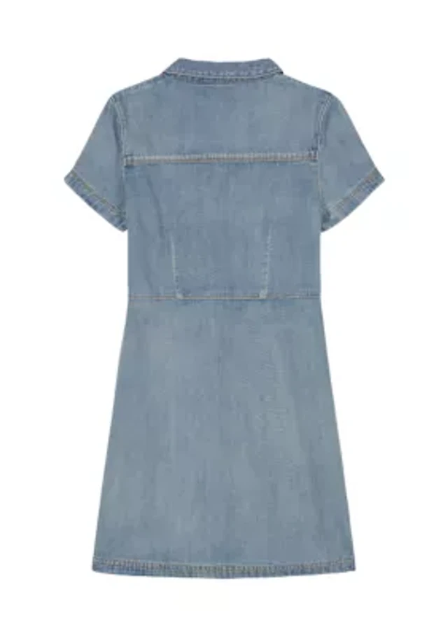 louisa short sleeve denim dress Louisa Short Sleeve Denim Dress - Medium Wash