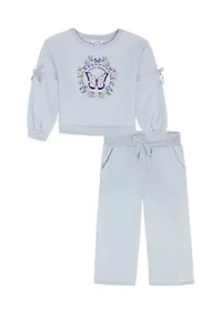 Girls 4-6x Blue Butterfly Fleece Set