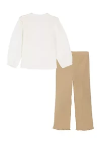 Girls 4-6x Clip Dot Faux Suede Flare Pant Set