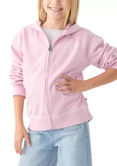 Girls 7-16 Mushroom Stamp Full Zip Sweatshirt