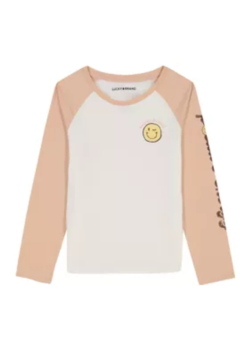 Girlsl 7-16 Long Raglan Sleeve Positive Energy Graphic T-Shirt