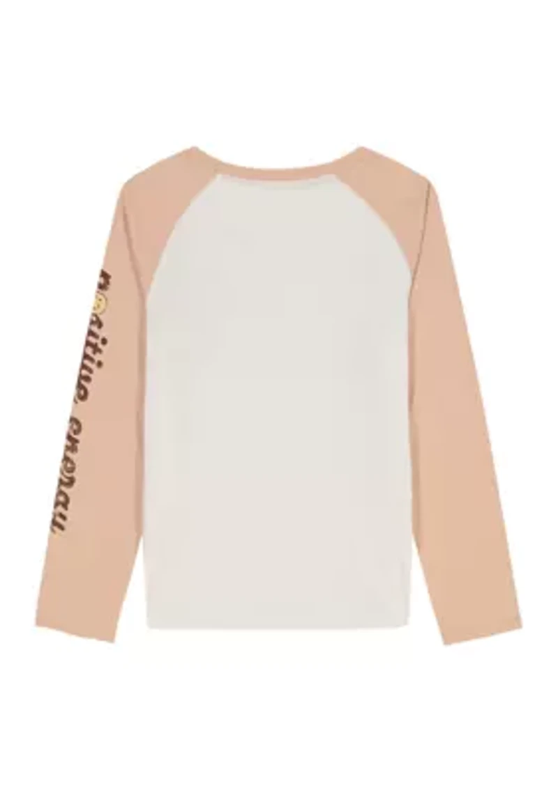 Girlsl 7-16 Long Raglan Sleeve Positive Energy Graphic T-Shirt