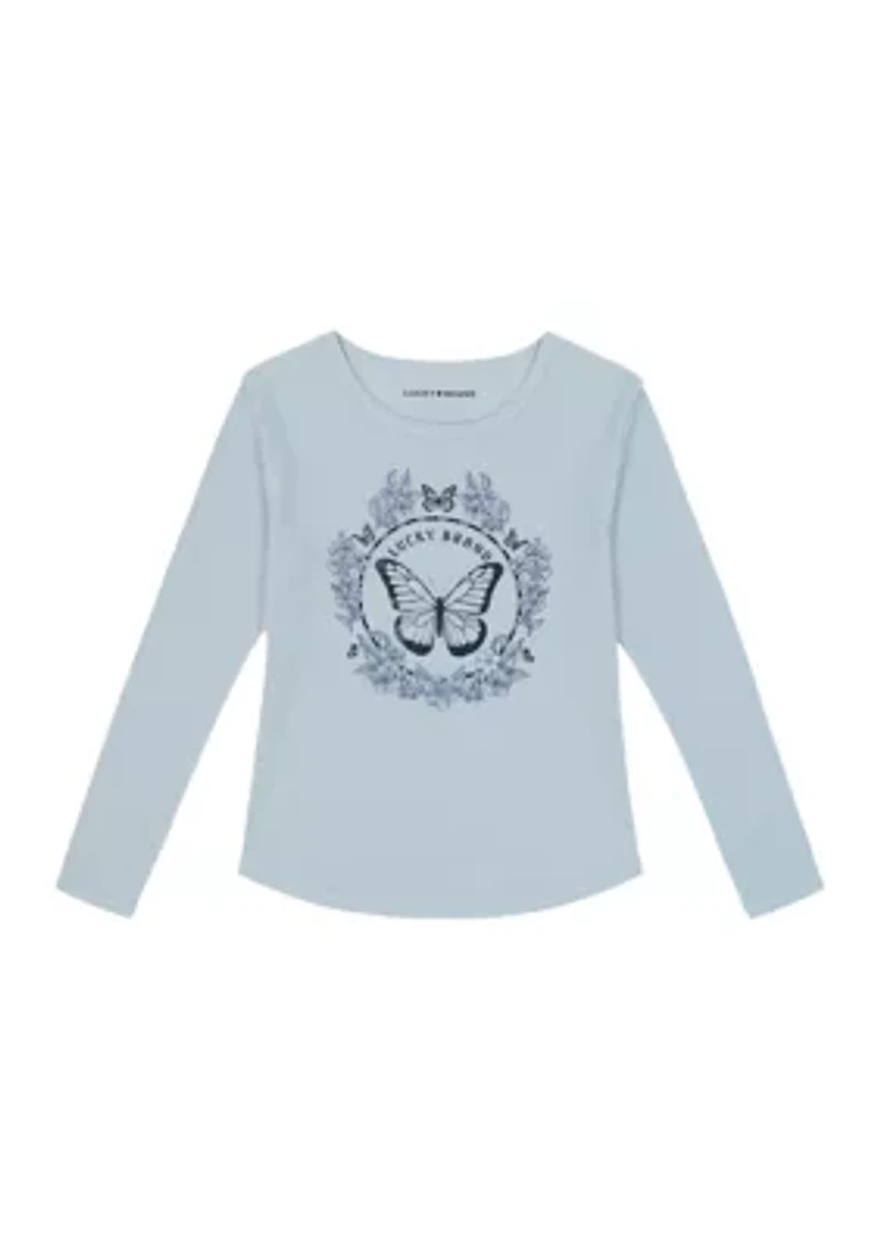 Girls 7-16 Long Sleeve Butterfly Graphic T-Shirt