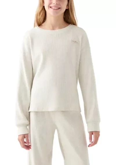 Girls 7-16 Thick Ribbed Crew Neck T-Shirt