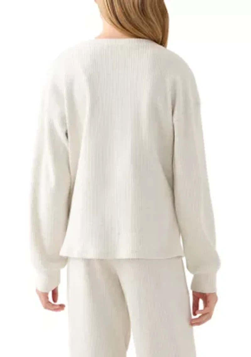 Girls 7-16 Thick Ribbed Crew Neck T-Shirt