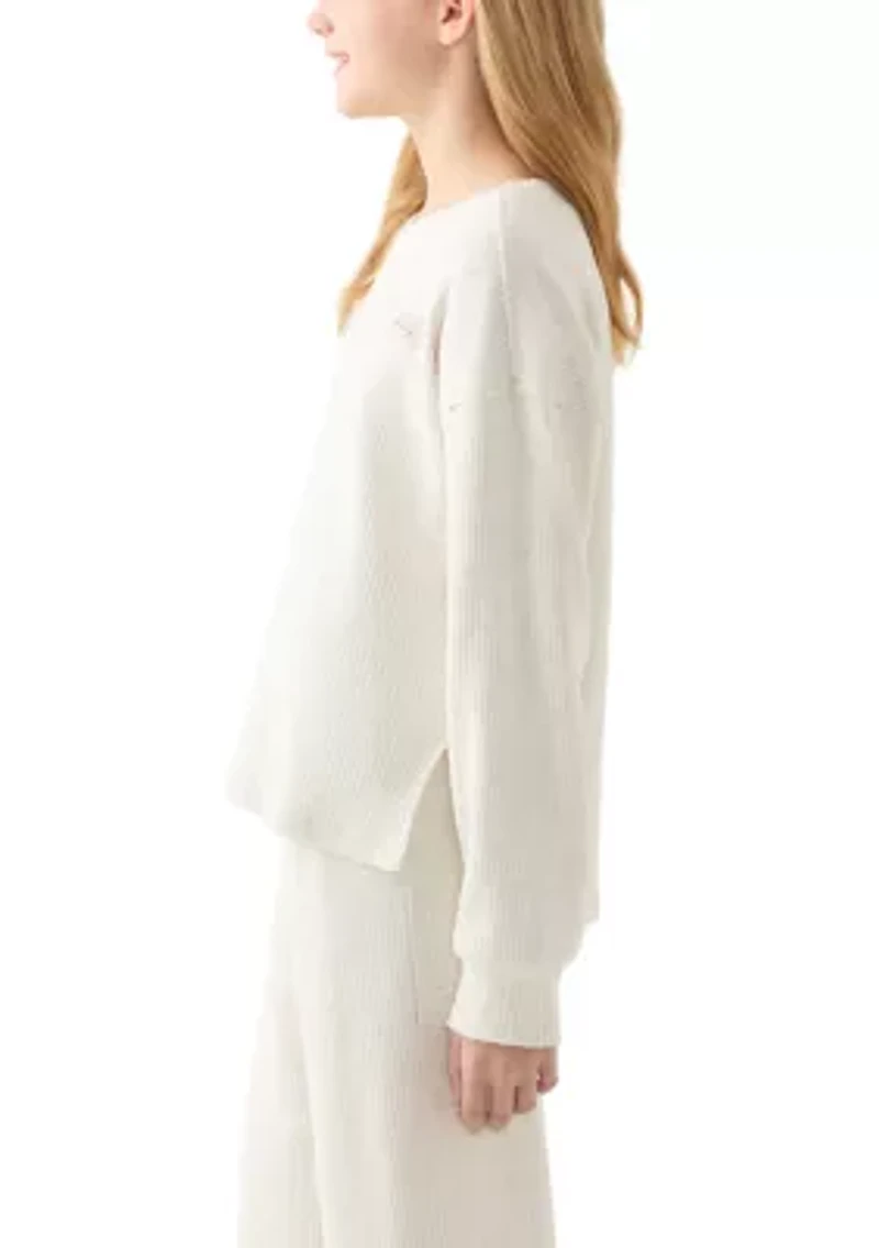 Girls 7-16 Thick Ribbed Crew Neck T-Shirt