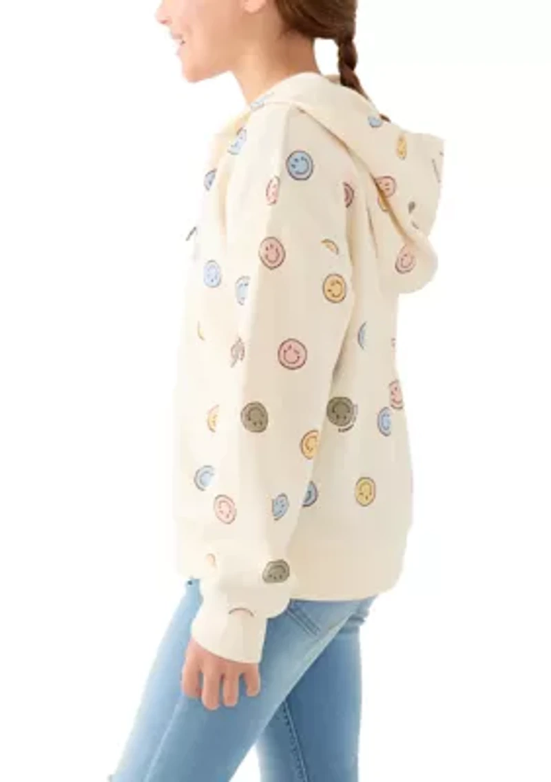 Girls 7-16 Smiley Full Zip Fleece Hoodie