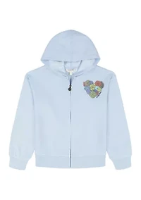 Girls 7-16 Succulent Heart Graphic Full Zip Hoodie