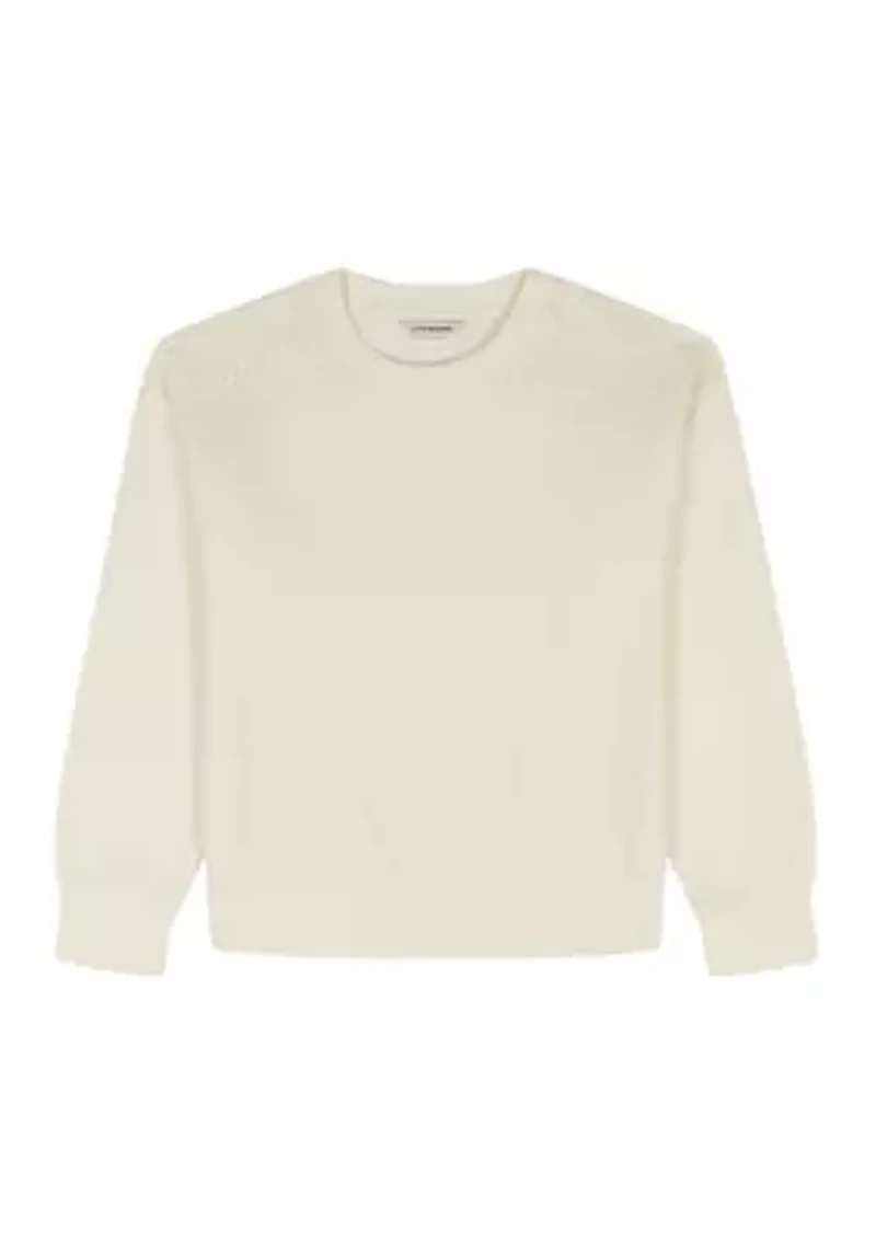 Girls 7-16 Crochet Fleece Sweater