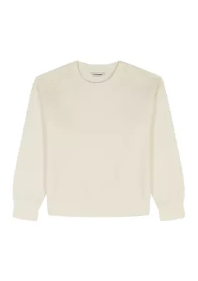 Girls 7-16 Crochet Fleece Sweater