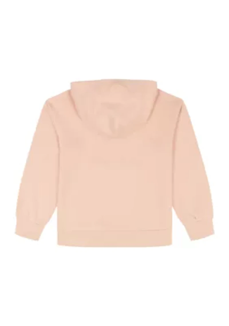 Girls 7-17 Zip Up Hoodie with Crochet Fleece Split Kangaroo Pocket