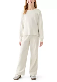 Girls 7-16 Thick Rib Knit Wide Leg Pants