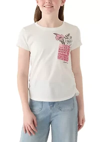 Girls 7-16 Bandana Print Pocket T-Shirt