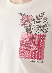 Girls 7-16 Bandana Print Pocket T-Shirt