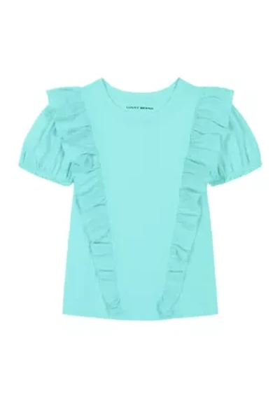 Girls 7-16 Short Sleeve Gauze Ruffle Top