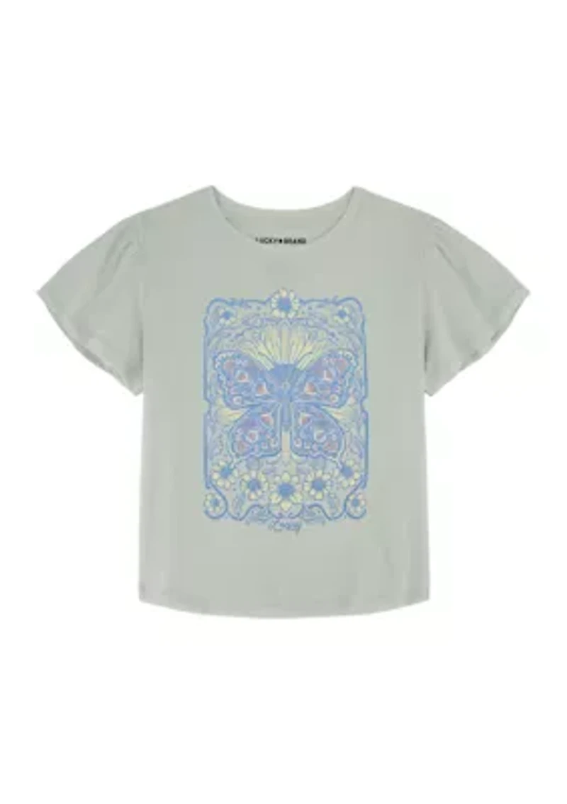 Girls 7-16 Short Sleeve Butterfly Graphic T-Shirt