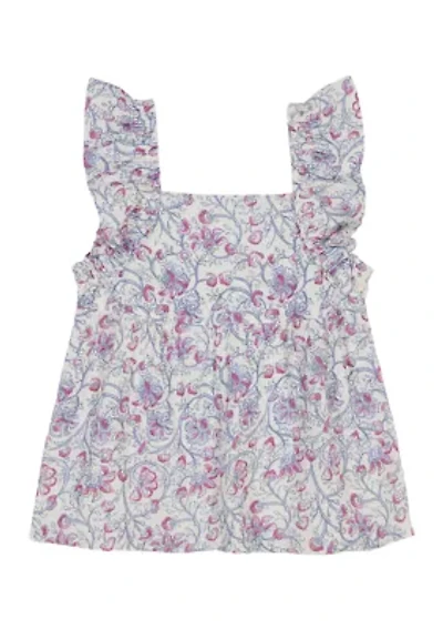 Girls 7-16 Flutter Sleeve Floral Top